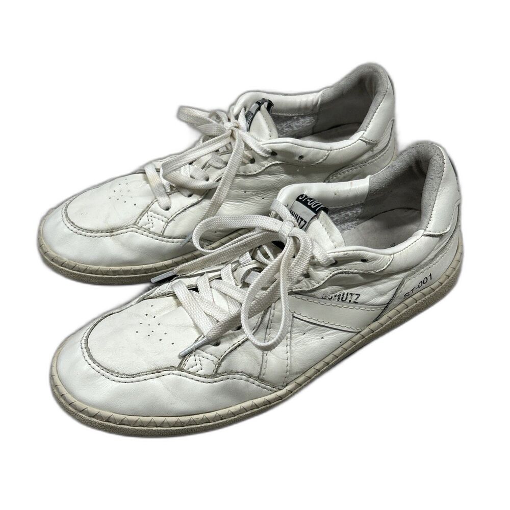 Schutz Shoes Womens 8B ST-001 Low-Top White Leather Sneakers Lace Up